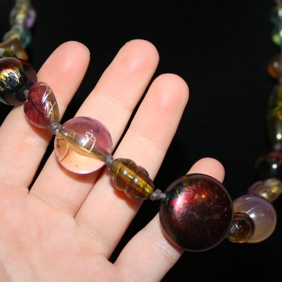 Beautiful colorful glass beaded necklace adjustable 17-23" - Picture 3 of 5